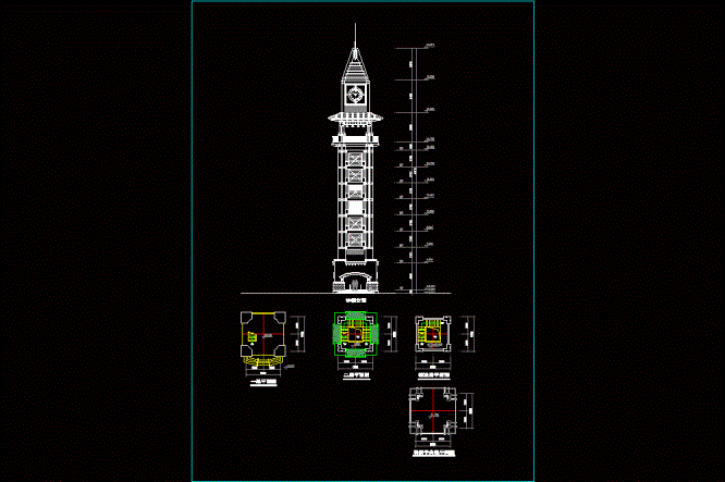 钟楼立面CAD图纸.dwg