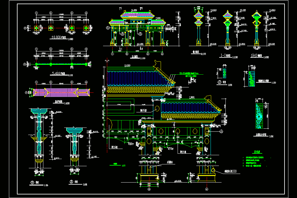 牌楼建筑施工图CAD图纸.dwg