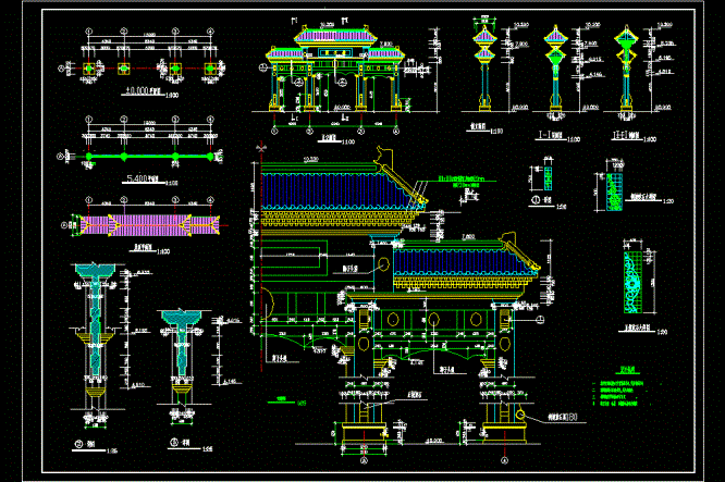 牌楼建筑施工图CAD图纸.dwg