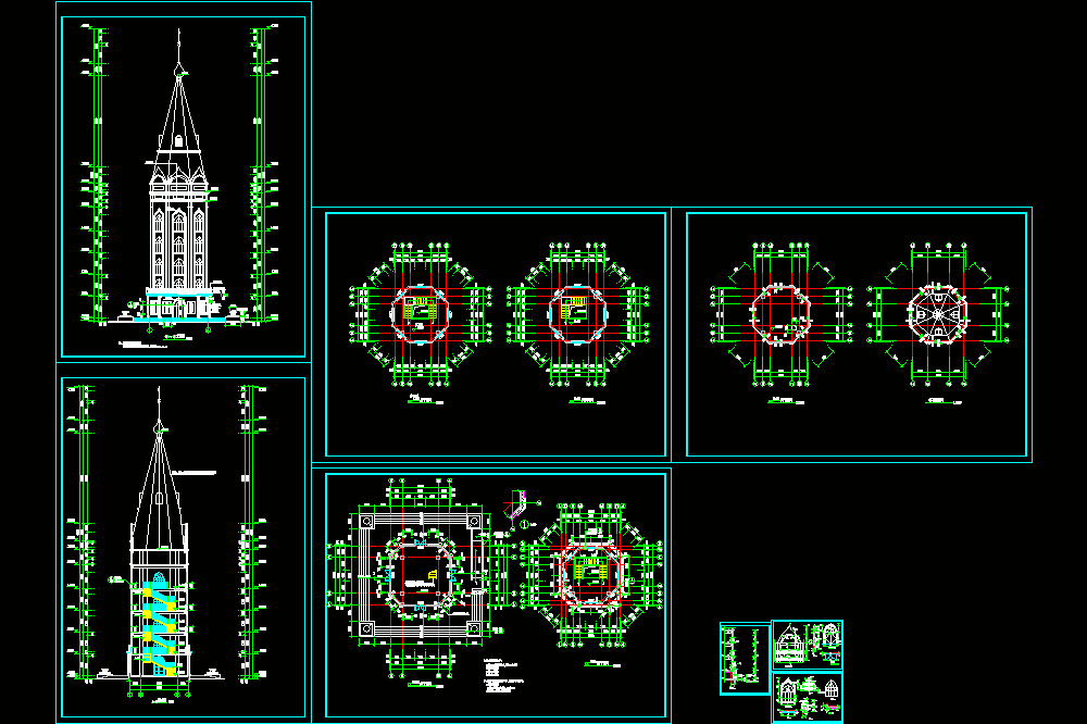 欧式观光塔建筑设计CAD图纸.dwg