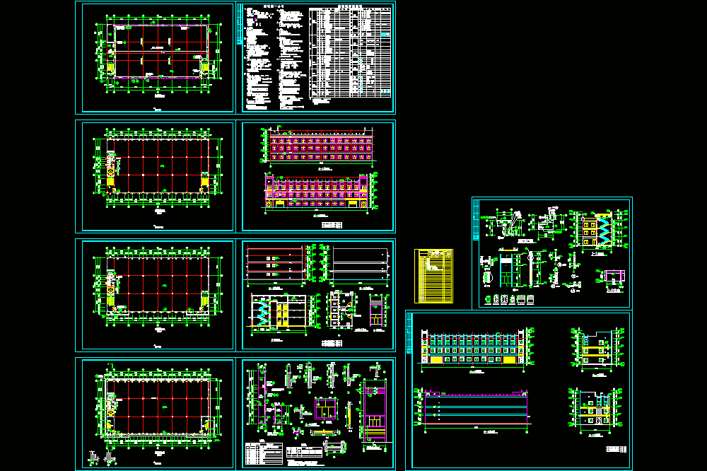 全套3层厂房建筑施工图CAD图纸.dwg