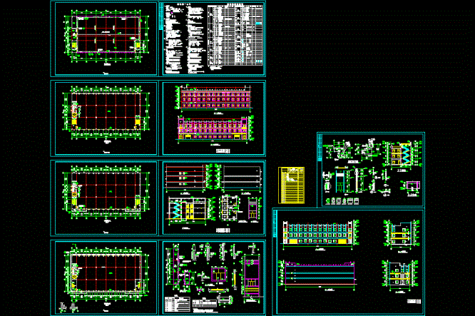 全套3层厂房建筑施工图CAD图纸.dwg