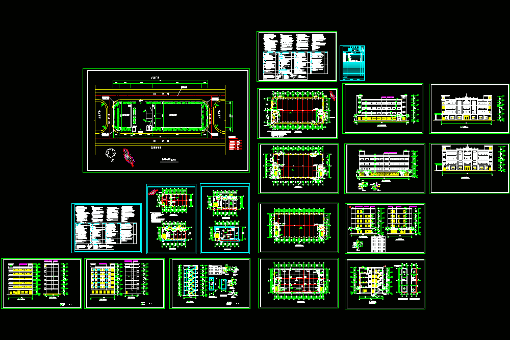 全套4层厂房建筑施工图CAD图纸.dwg