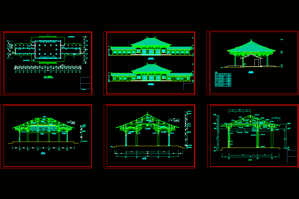 山门平立面施工图CAD图纸.dwg