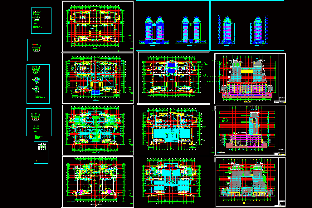 双子塔综合大楼施工图CAD图纸.dwg