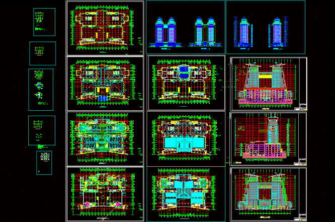双子塔综合大楼施工图CAD图纸.dwg