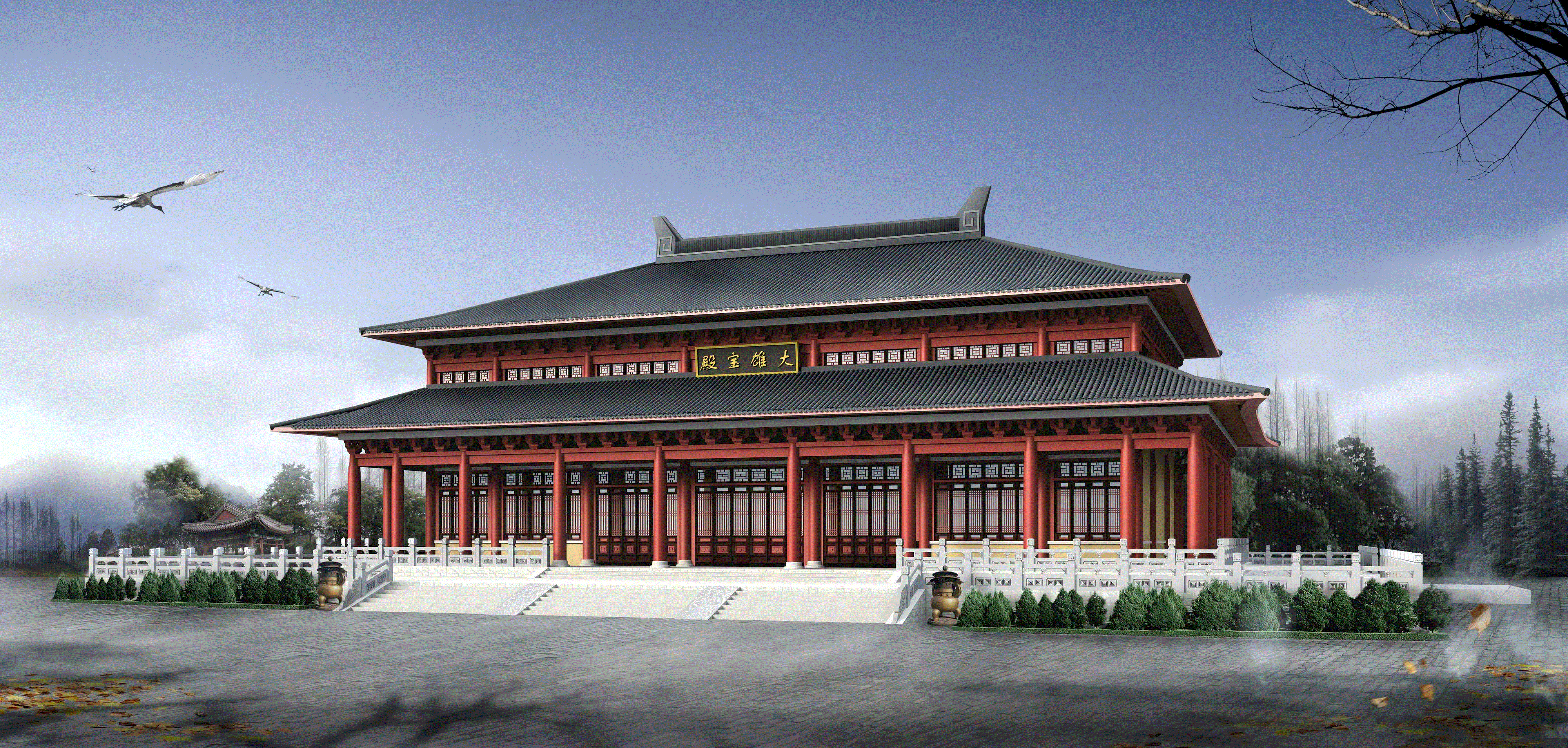 睢宁浮图古寺设计方案带效果图CAD图纸.zip