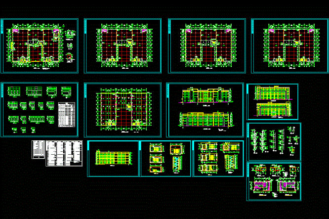 四层厂房建筑施工图CAD图纸.dwg