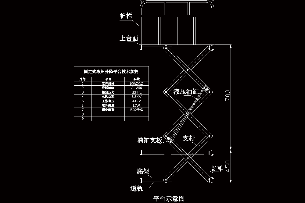 固定式液压升降平台CAD图纸.dwg