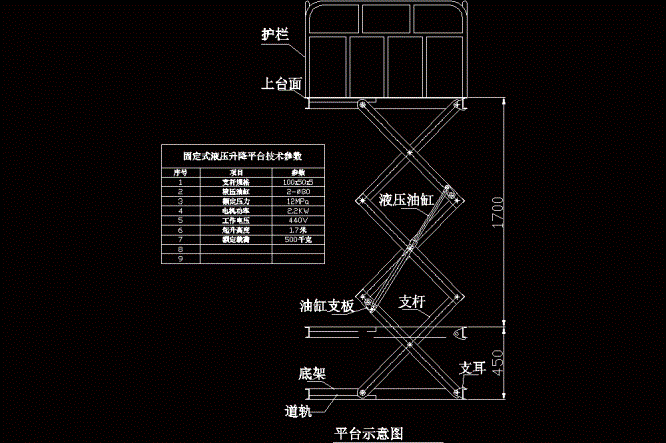 固定式液压升降平台CAD图纸.dwg
