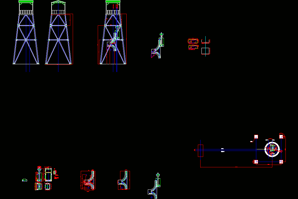 铁矿凿井井架cad图纸.dwg