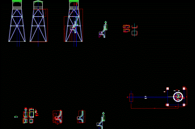 铁矿凿井井架cad图纸.dwg
