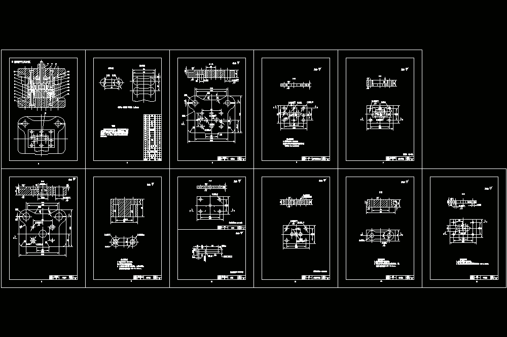 倒装式落料冲孔复合模详图（11张）CAD图纸.zip