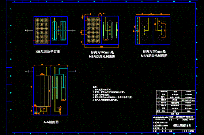 处理印染废水的一体化MBR膜生物反应池剖面CAD图.dwg
