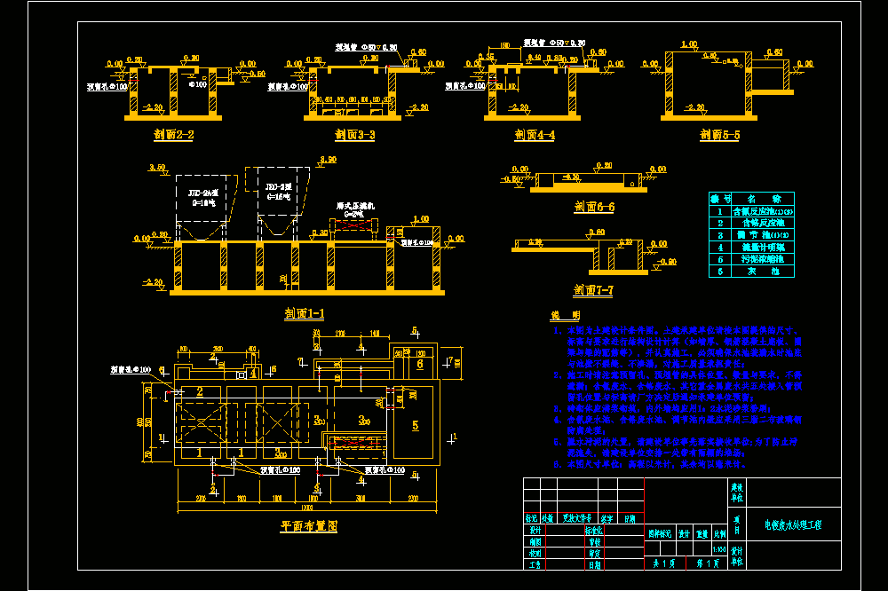 电镀废水处理土建CAD图纸.dwg