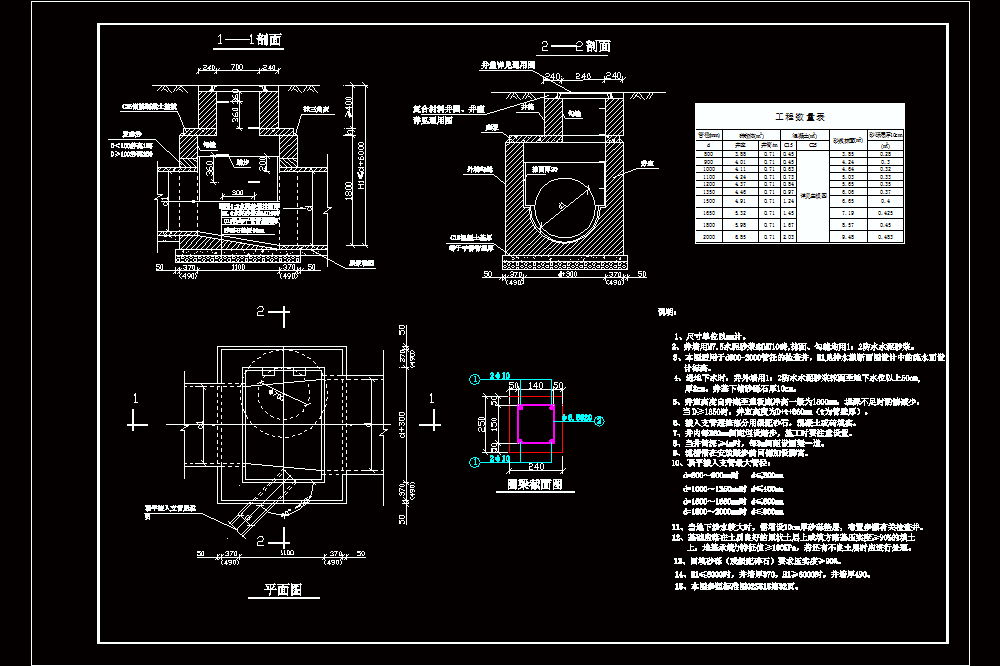 矩形直线砖砌雨水检查井CAD图.dwg