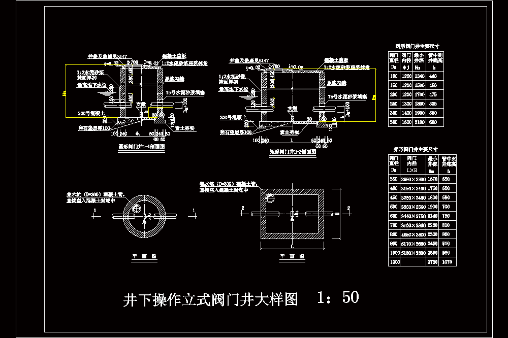 井下操作立式阀门井大样CAD图.dwg