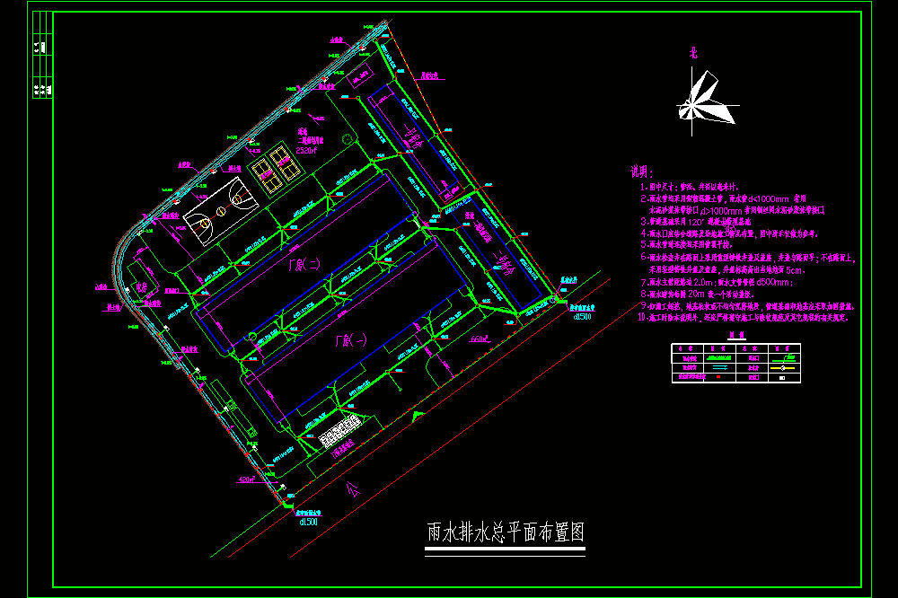 某厂区雨水排水总平面布置CAD图.dwg