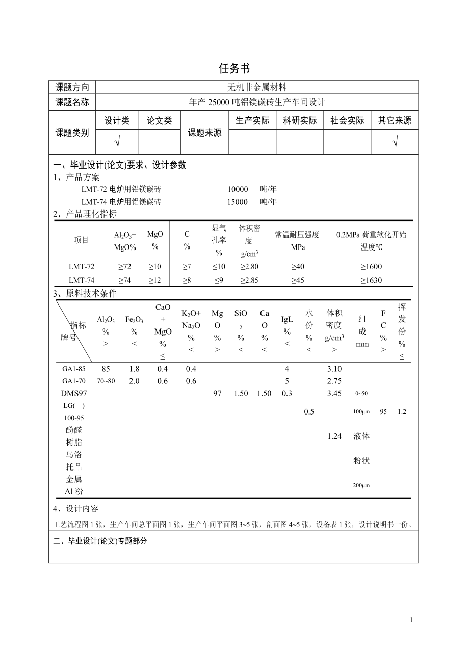 年产2.5万吨铝镁碳砖生产车间设计（CAD图纸+说明书）.zip