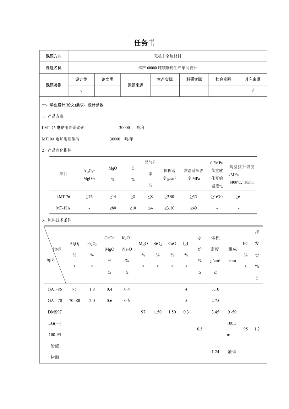 年产60000吨镁碳砖生产车间设计（CAD图纸+说明书）.zip