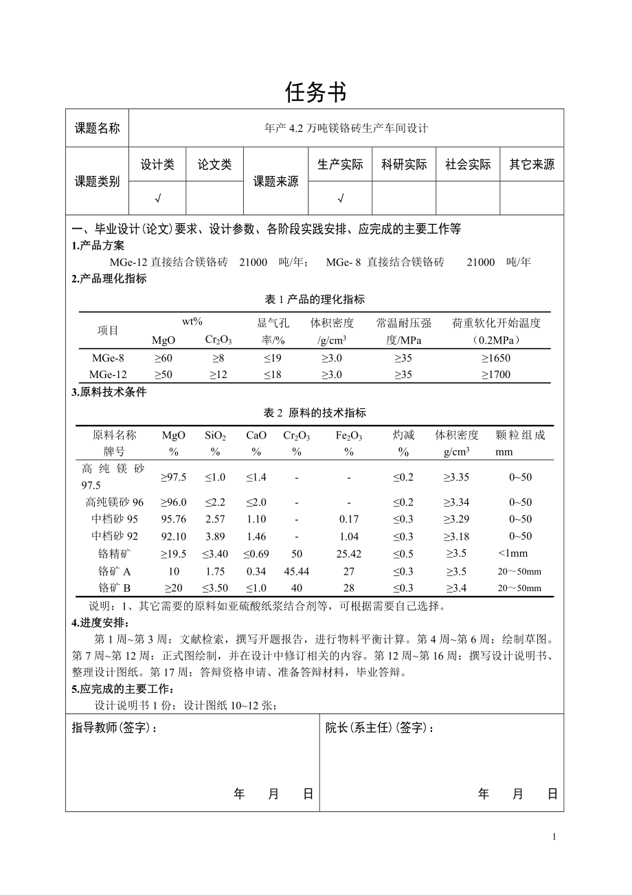 年产4.2万吨镁铬砖生产车间设计（CAD图纸+说明书）.zip