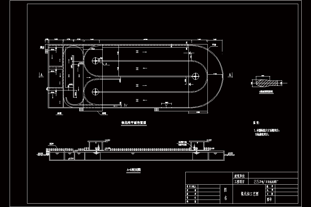 2.5万吨日污水处理厂氧化沟工艺CAD图.dwg