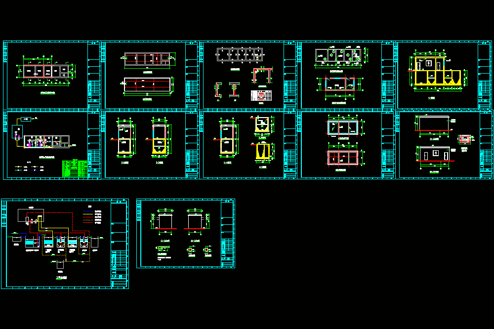 200m³d工厂生活污水处理CAD图纸.dwg