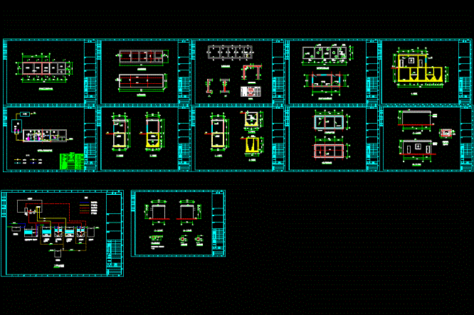 200m³d工厂生活污水处理CAD图纸.dwg