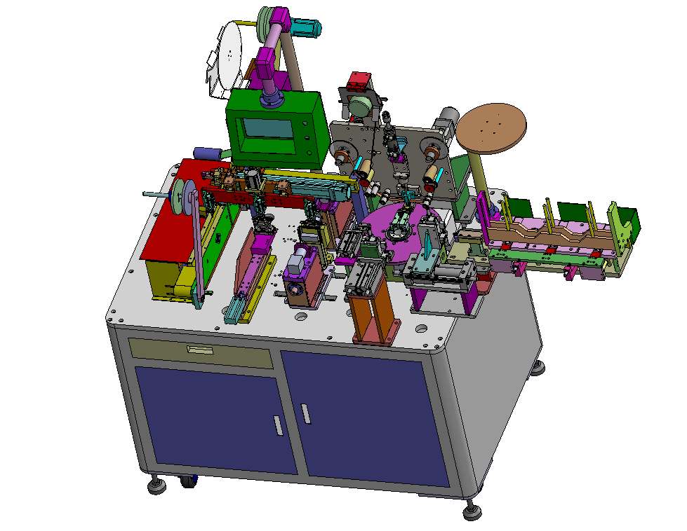 某企业非标连接器分度盘贴胶纸CCD检测包装机SW三维模型3D+CAD+BOM表.zip