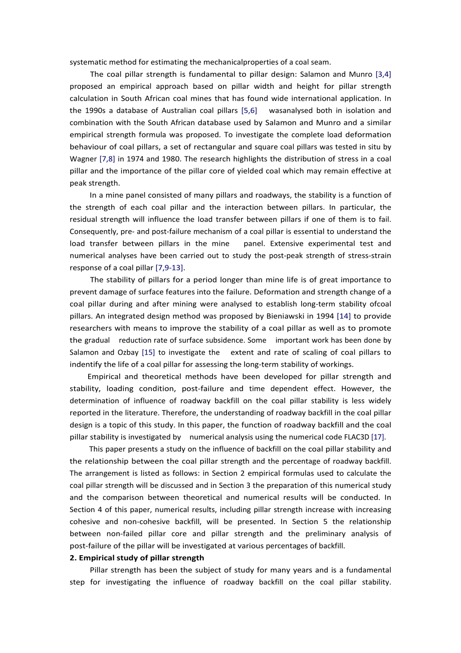 外文翻译-关于巷道回填对煤柱影响强度的数据研究与分析.doc_第2页