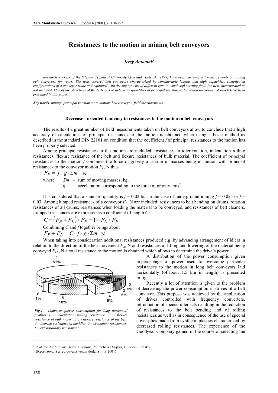 外文原文-矿山皮带输送机的运动阻力.pdf_第1页