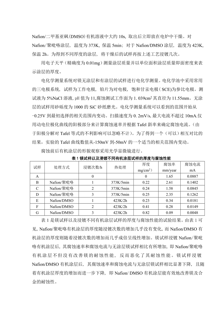 文献翻译-Nafion聚吡咯与Nafion二甲基亚砜对镁的保护.doc_第3页