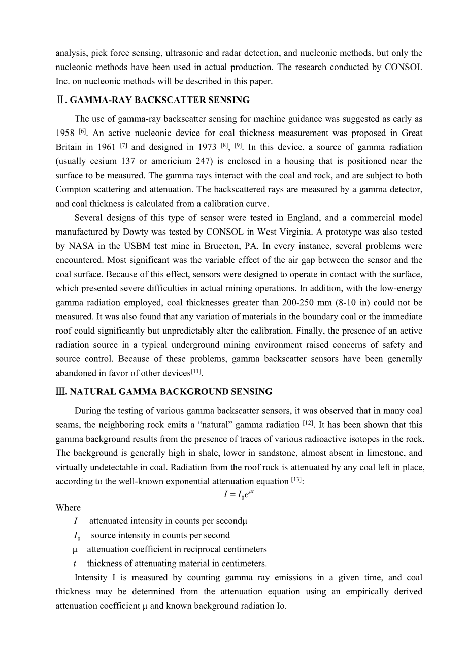外文翻译-伽马射线传感仪在煤矿残顶煤厚度测量中的应用.doc_第3页