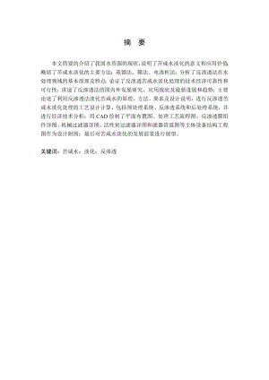 反渗透水质及处理苦咸水淡化处理工艺设计.doc