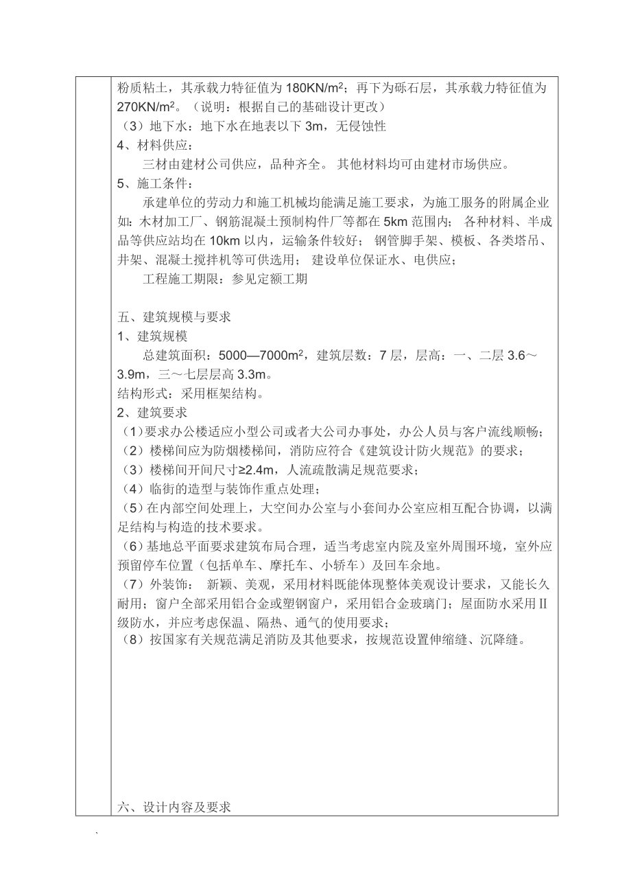 多层办公楼设计 桃江政法办公楼设计-任务书.doc_第2页