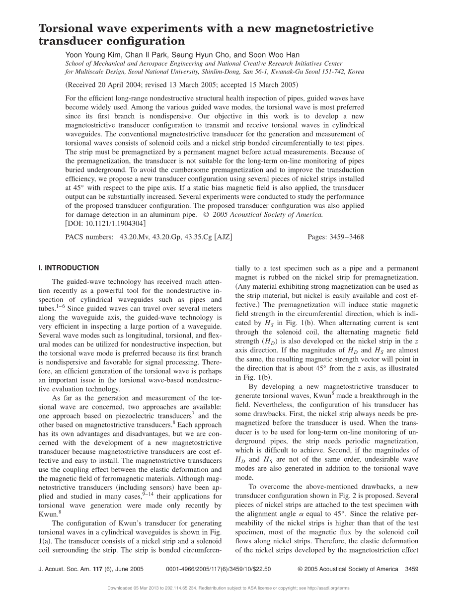 外文原文-扭转波试验和一种新的磁致伸缩传感器配置.pdf_第1页