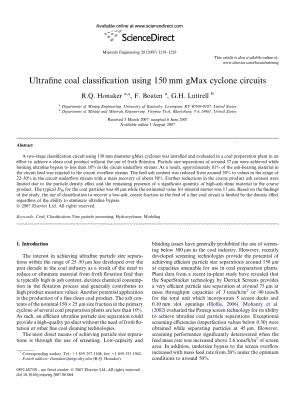 外文原文-应用直径150mm的gMax 旋流器回路对超细粒煤分级.pdf