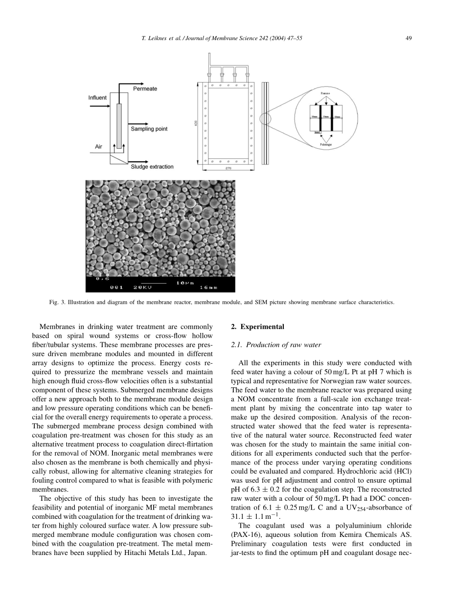 外文原文-使用金属膜混凝-微滤法对水中有机物的去除.pdf_第3页