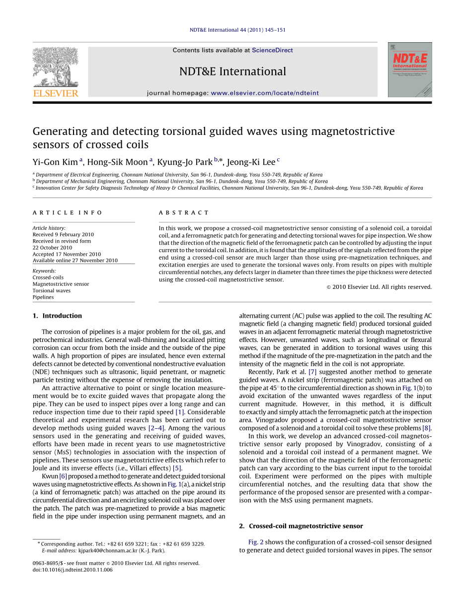 外文原文-使用磁致伸缩传感器产生和探测扭转导波.pdf_第1页