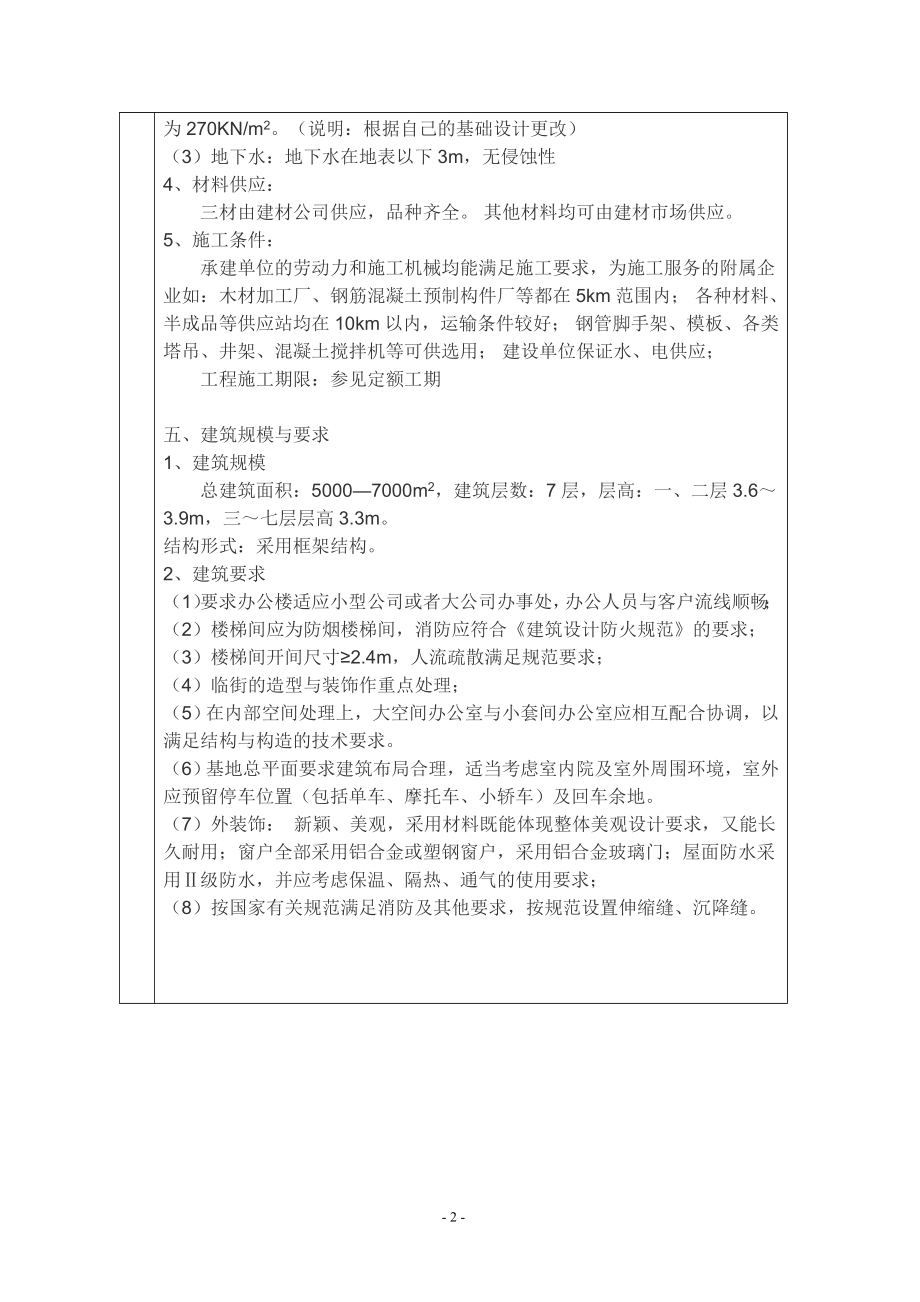 娄底市心雨玩具有限公司办公楼设计-任务书.doc_第2页