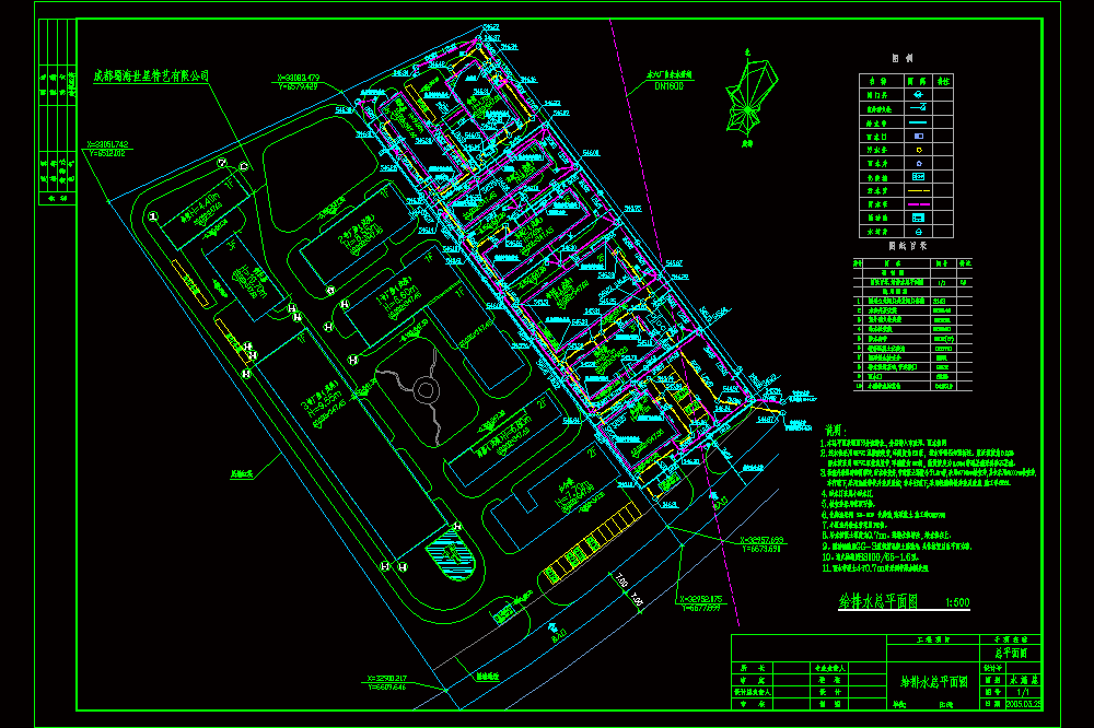 四川某工厂水施总平面CAD图.dwg