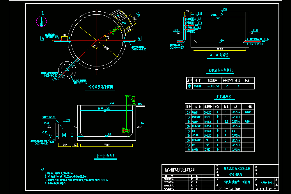 污泥均质池工艺环保CAD图.dwg