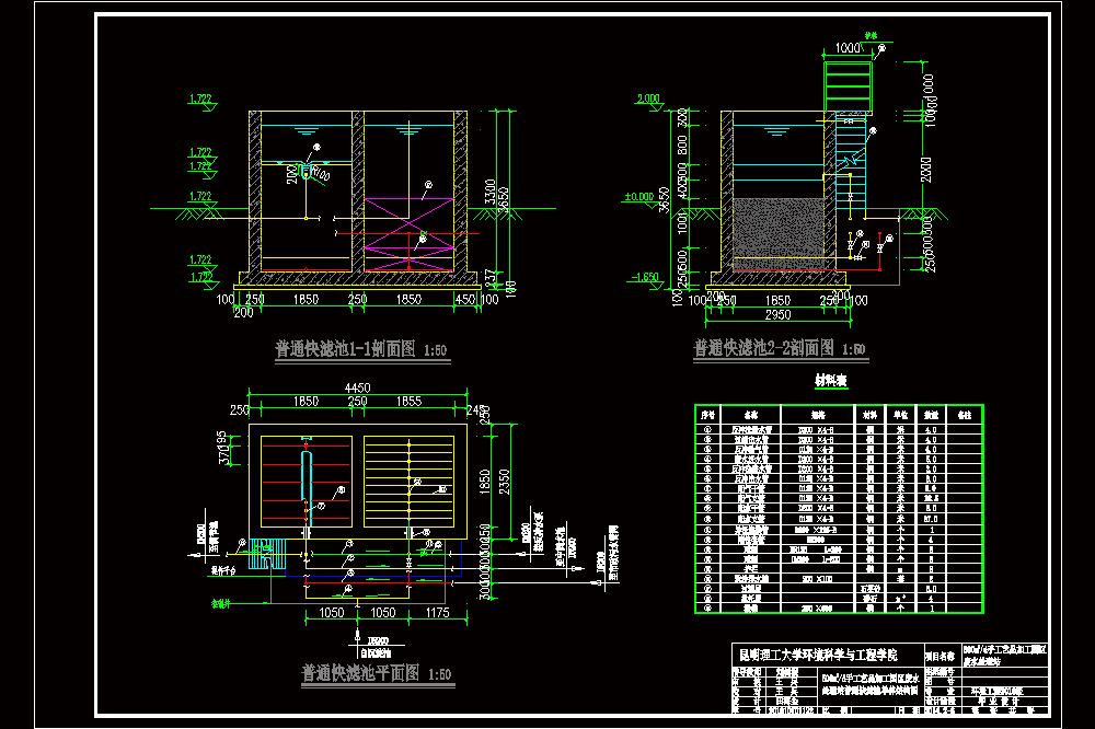 普通快滤池设计详CAD图.dwg