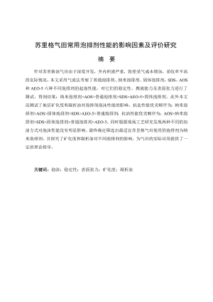 苏里格气田常用泡排剂性能的影响因素及评价研究.docx