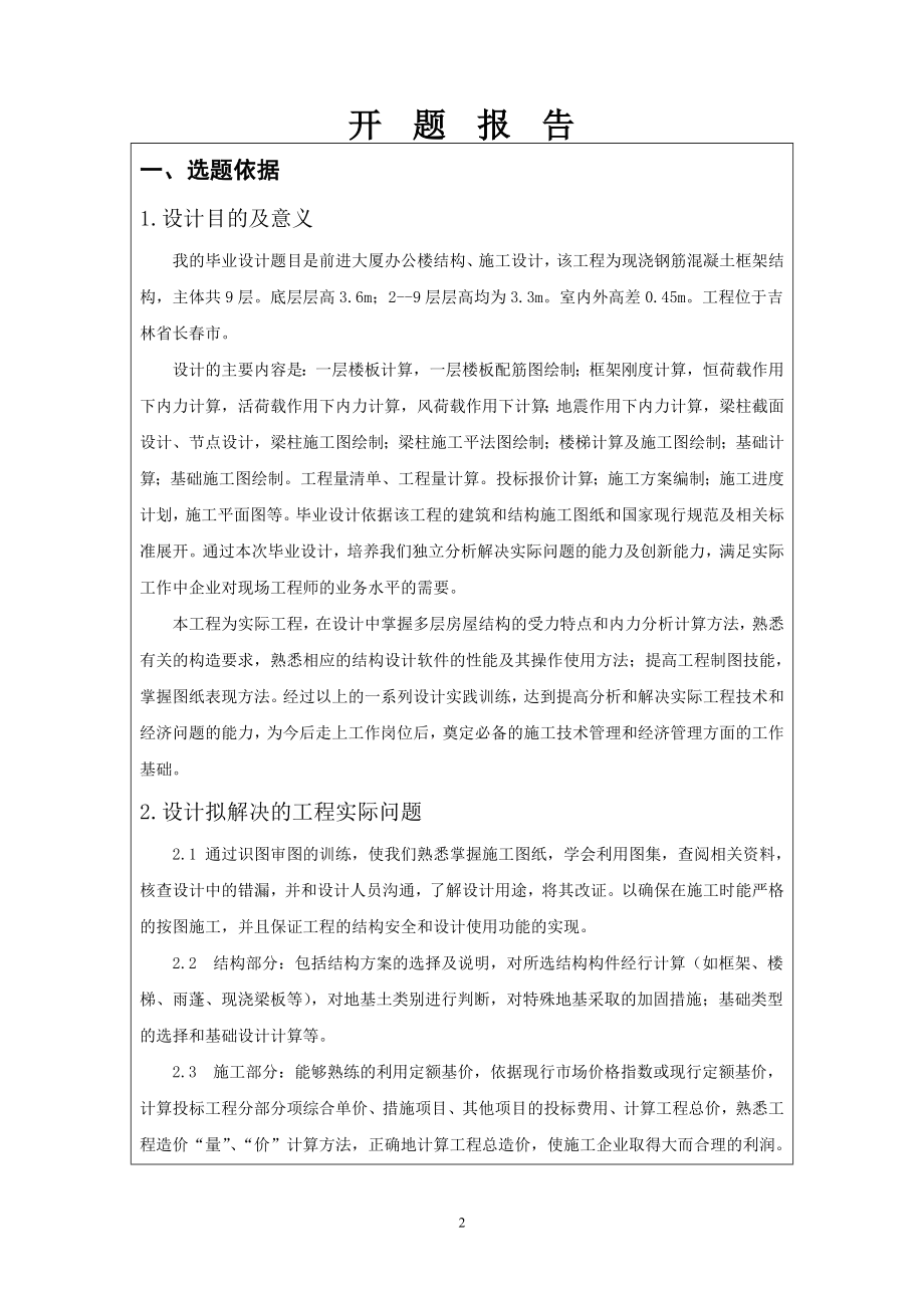 前进大厦办公楼结构、施工设计-开题报告.doc_第2页