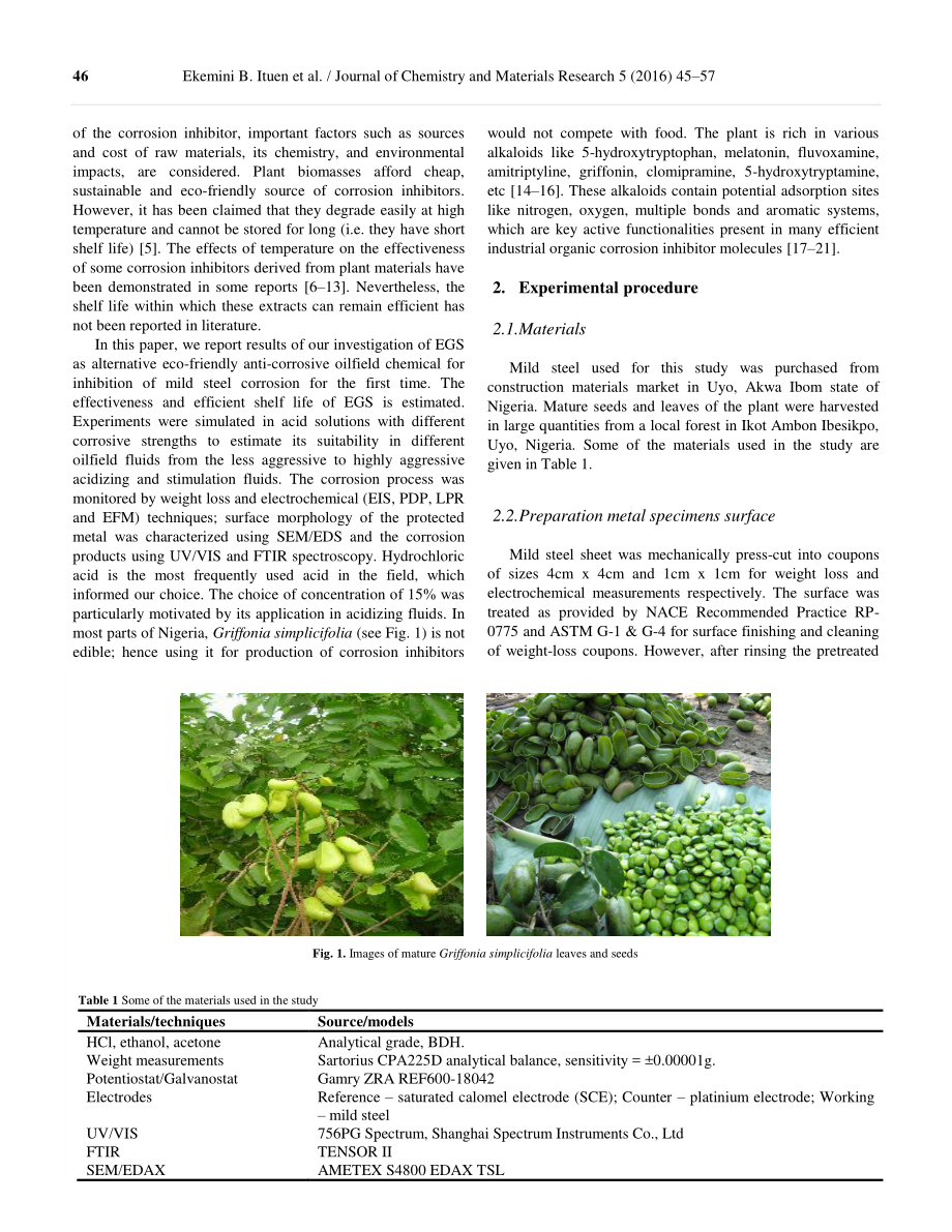 Green anticorrosive oilfield chemicals from seeds and leave eextracts of Griffonia simplicifolia for mild stel.pdf_第3页