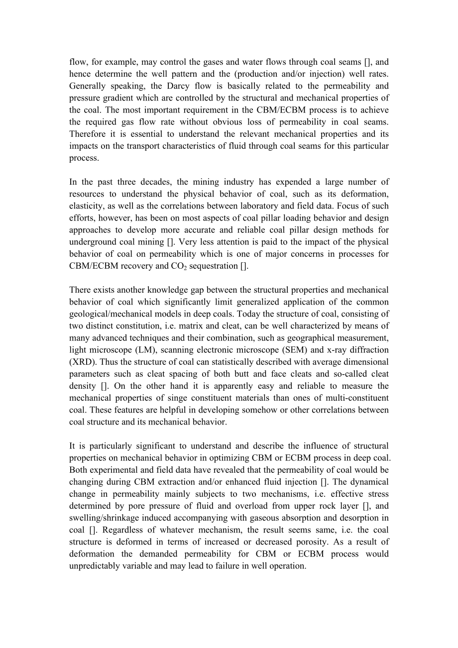 外文翻译-煤的渗透率决定的变形在煤层气回收及与CO2分离中的应用.doc_第2页