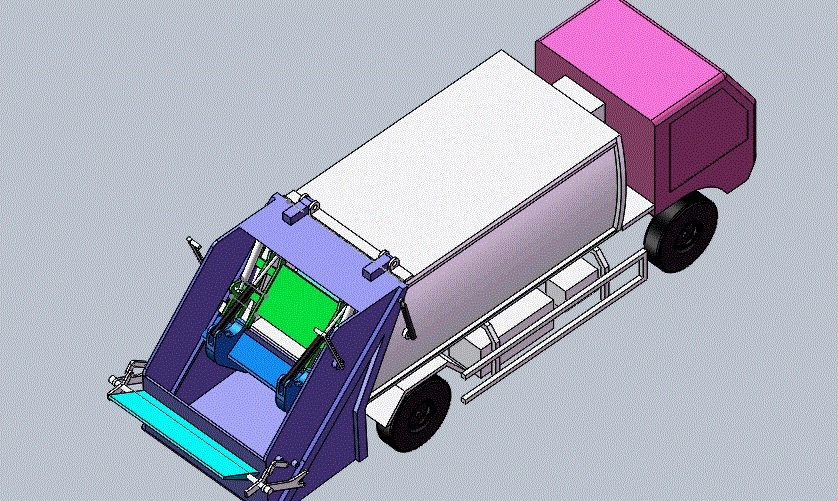 后装压缩式垃圾车设计【CAD图纸、说明书、三维SolidWorks】.zip