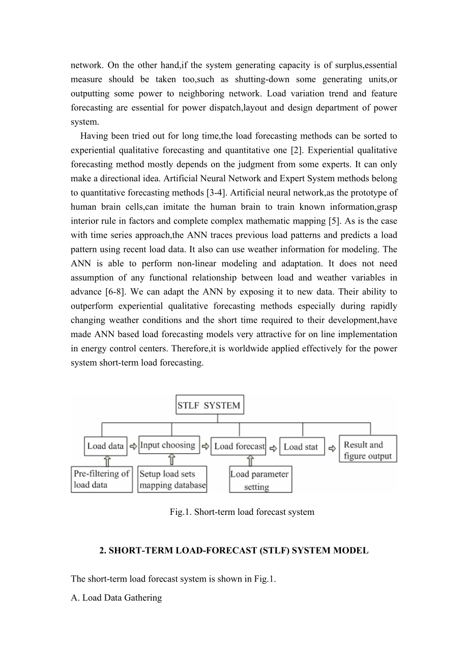 外文翻译-应用识别和人工神经网络在电力系统负荷预测.doc_第2页