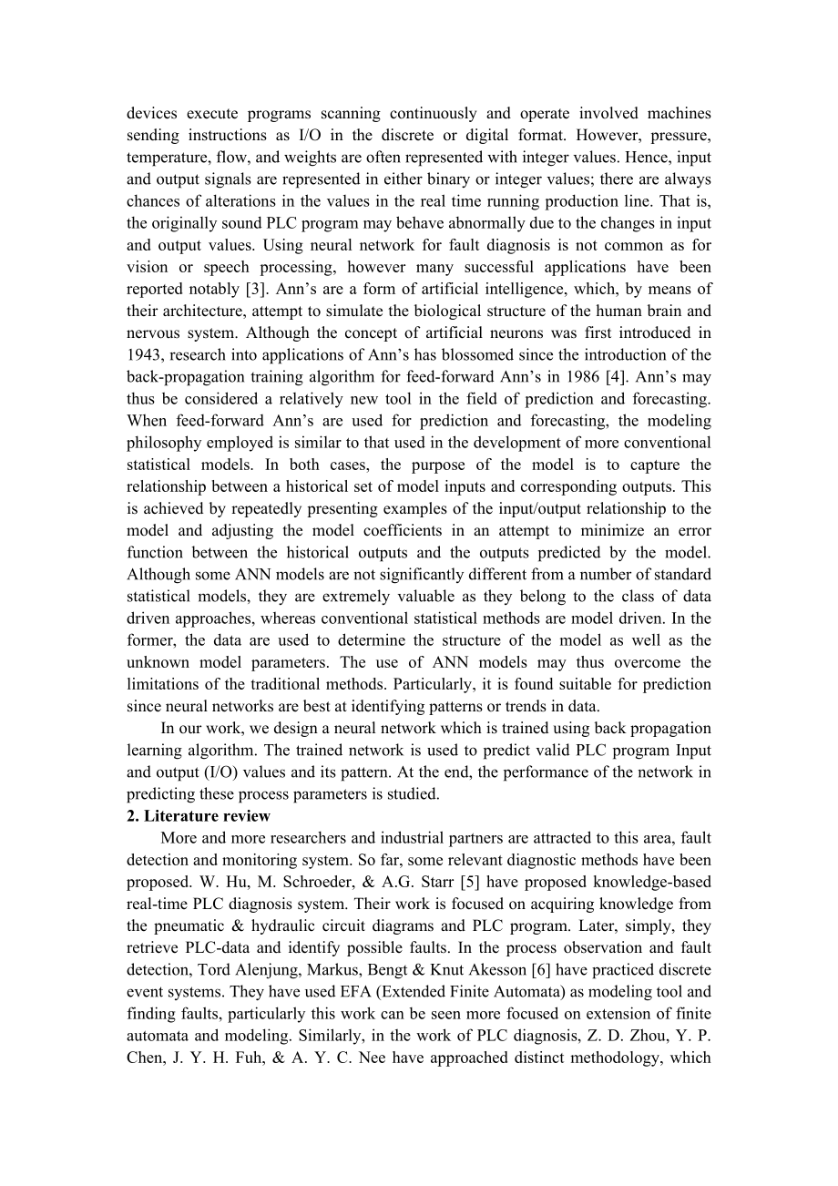 外文翻译-基于神经网络的逻辑故障监测的PLC控制系统.doc_第2页